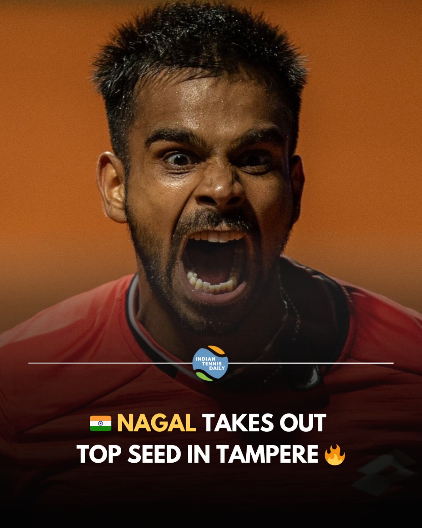 sumit-nagal-tampere-clarke-2025 Sumit Nagal in action at the ATP 75 Tampere Challenger 2025 after his win over top seed Jay Clarke