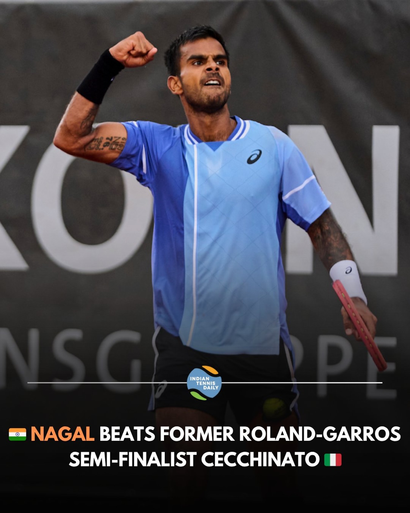 sumit-nagal-trieste-quarterfinal-2025 Sumit Nagal after reaching the ATP 100 Trieste quarter-finals in 2025